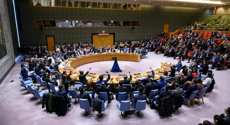 安理會成員對決議進行表決(聯合國圖片/Loey Felipe)